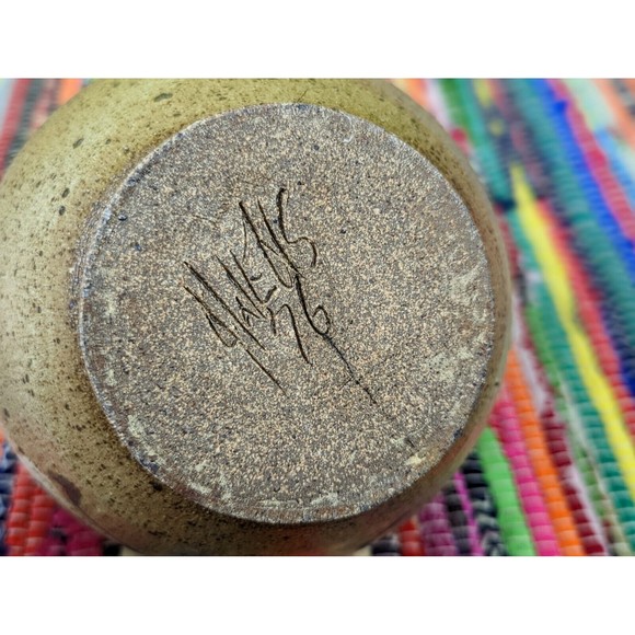 VTG'76 Owens Pottery Salt Glaze Pitcher Jug Vase Stoneware Signed STUNNING EUC - Picture 10 of 12